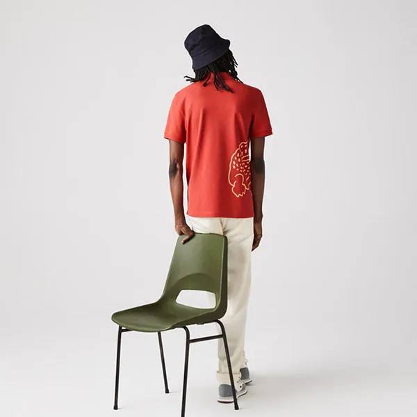 Áo Polo Lacoste Regular Fit Crocodile Print Polo Shirt PH9739-67G Màu Đỏ Cam Size XS