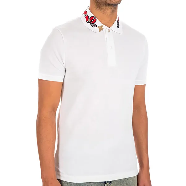 Áo Polo Gucci Snake Neckline Màu Trắng