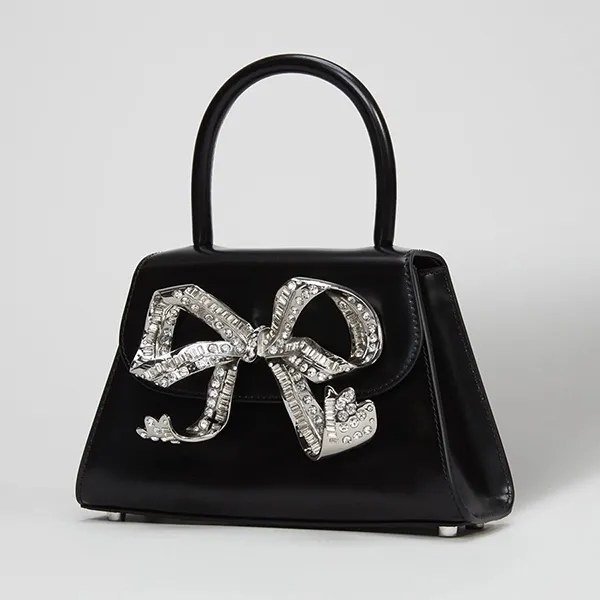 Túi Xách Self-Portrait The Bow Mini In Black With Diamanté Màu Đen