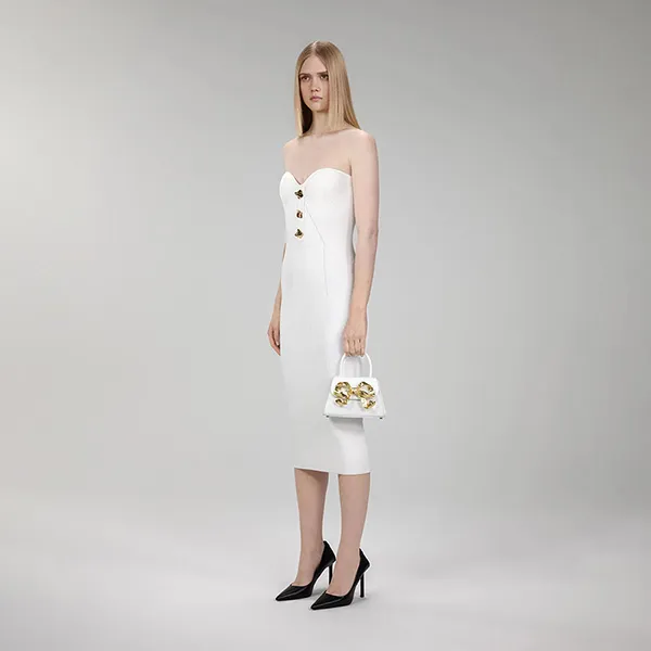 Túi Xách Self-Portrait The Bow Mini In White With Gold Hardware Màu Trắng - Túi xách - Vua Hàng Hiệu