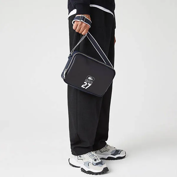 Túi Đeo Chéo Lacoste Men's 1927 Print Logo Rectangular Canvas Crossbody Bag Màu Xanh Navy - Túi xách - Vua Hàng Hiệu