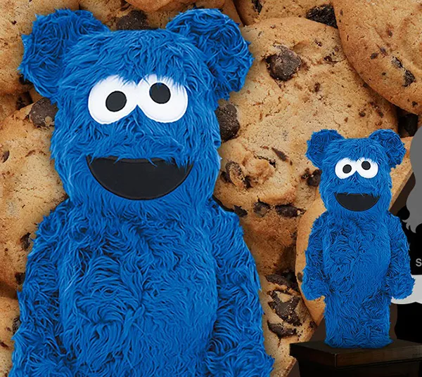 Đồ Chơi Mô Hình Bearbrick Jean Cookie Monster Costume Version Màu Xanh Size 400% - 1
