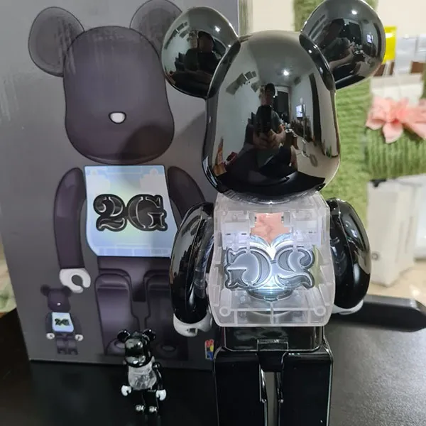 Đồ Chơi Mô Hình Bearbrick 2G Black Chrome Màu Đen Trắng Size 100% + 400% - Đồ chơi mô hình - Vua Hàng Hiệu