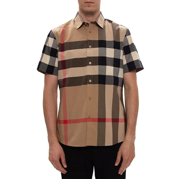 Áo Sơ Mi Burberry Men's 8017322 Beige Cotton Shirt Màu Nâu Size XS