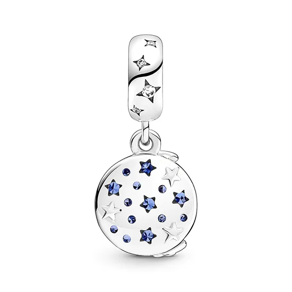 Hạt Vòng Charm Pandora Santa Claus On The Moon Double Dangle 769648C01 Màu Bạc Xanh - Trang sức - Vua Hàng Hiệu