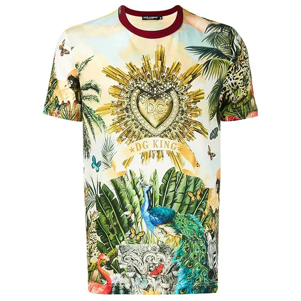 Áo Phông Nam Dolce & Gabbana Tropico D&G DG King T-Shirt In Giardino 2 F Multico G8KBAT HH7YP Phối Màu