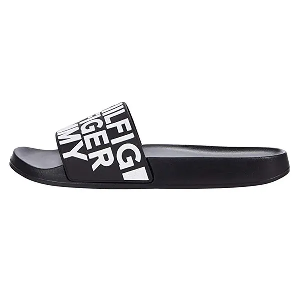 Dép Tommy Hilfiger Dalton Black White Logo Màu Đen Trắng Size 41