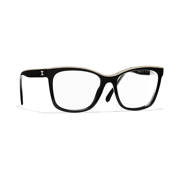 Kính Mắt Cận Chanel Eyeglasses Square CH3392 C534 Màu Đen Be - Kính mắt - Vua Hàng Hiệu