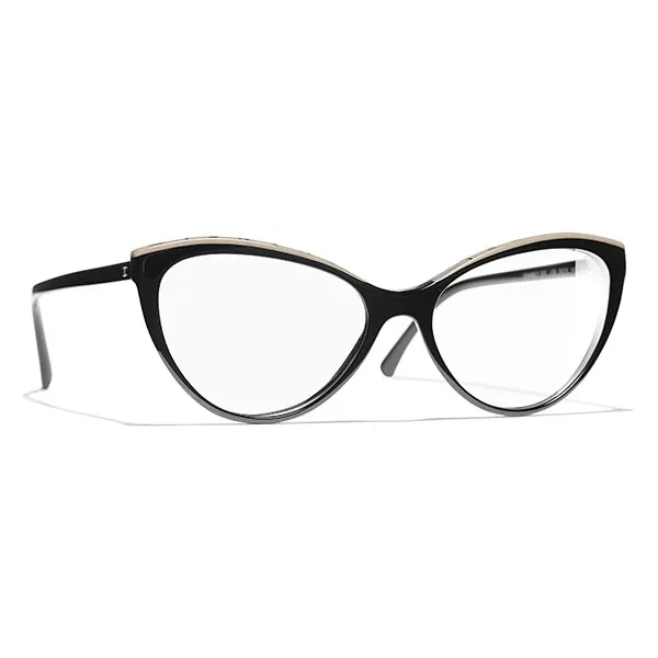 Kính Mắt Cận Chanel Eyeglasses Cat Eyes CH3393 C534 Màu Đen Be
