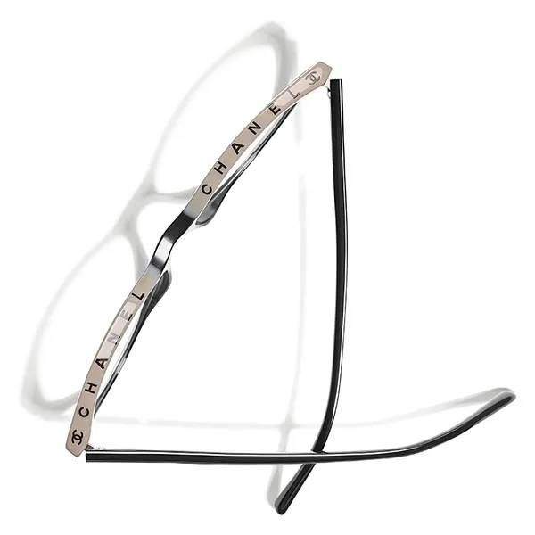 Kính Mắt Cận Chanel Eyeglasses Cat Eyes CH3393 C534 Màu Đen Be