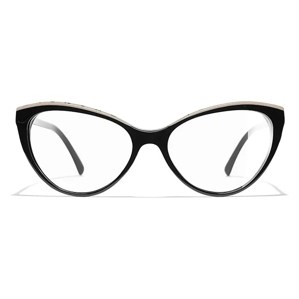 Kính Mắt Cận Chanel Eyeglasses Cat Eyes CH3393 C534 Màu Đen Be