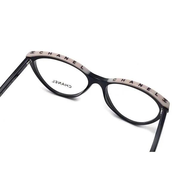 Kính Mắt Cận Chanel Eyeglasses Cat Eyes CH3393 C534 Màu Đen Be