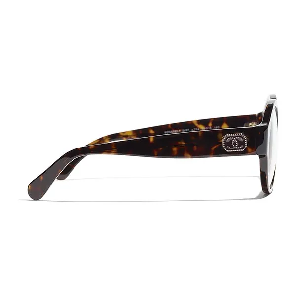 Kính Mắt Cận Chanel Lunettes De Vue Rondes CH3437 C714 Màu Nâu Vàng - Kính mắt - Vua Hàng Hiệu