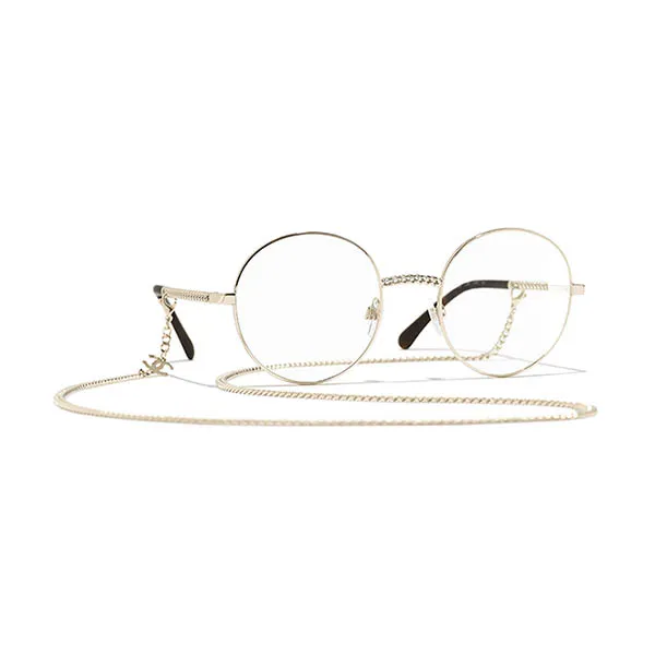 Kính Mắt Cận Chanel Eyeglasses Round CH2186 C395 Màu Vàng Nâu