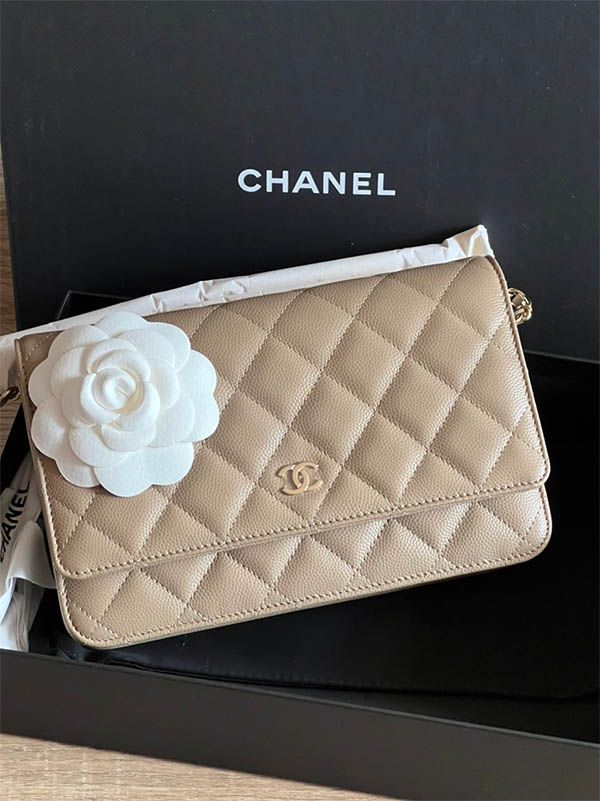 Túi Đeo Chéo Chanel Beige Clair Quilted Caviar Leather Classic Woc Clutch Bag Màu Be - 1