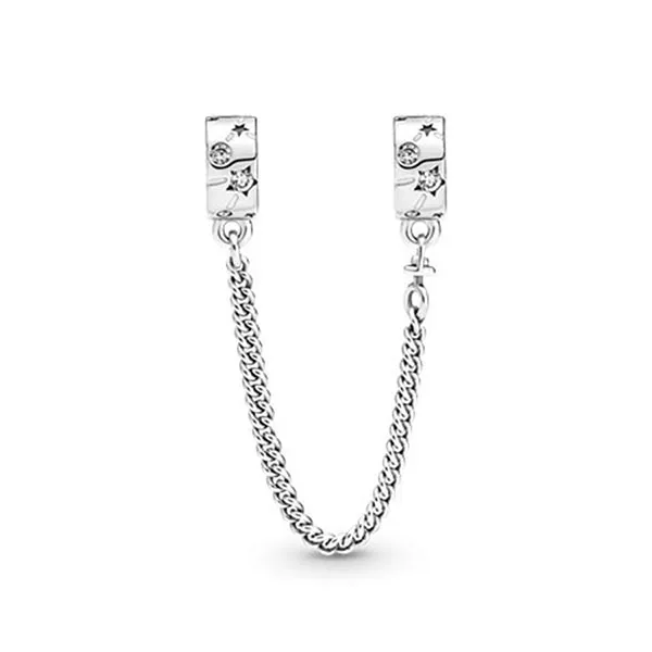 Hạt Vòng Charm Pandora Stars & Galaxy Safety Chain 790011C01-05 Màu Bạc