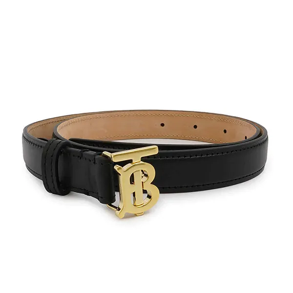 Thắt Lưng Nữ Burberry Ladies Black / Light Gold Monogram Buckled Belt 8023439 Màu Đen Mặt Vàng - Thắt lưng - Vua Hàng Hiệu