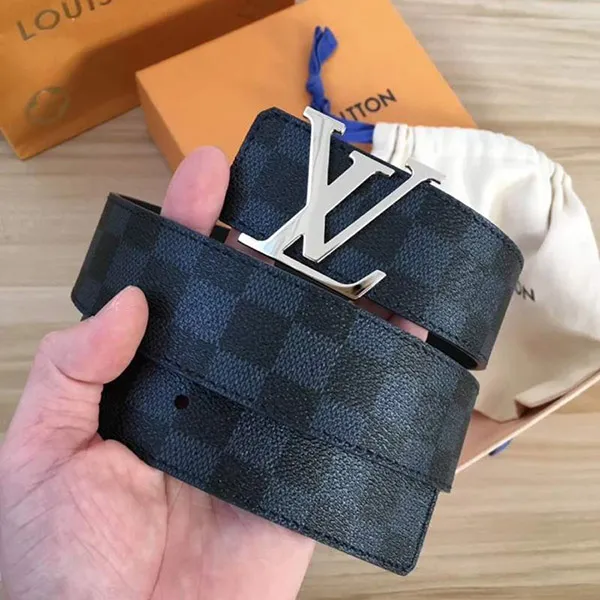 Thắt Lưng Nam Louis Vuitton LV Initiales 40mm Reversible Belt Màu Xanh Navy Mặt Trắng