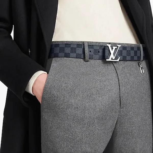 Thắt Lưng Nam Louis Vuitton LV Initiales 40mm Reversible Belt Màu Xanh Navy Mặt Trắng