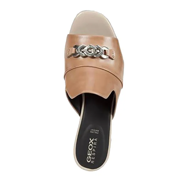 Dép Cao Gót Nữ Geox D SEYLA SAN.M.C Màu Nâu Phối Đen Size 35