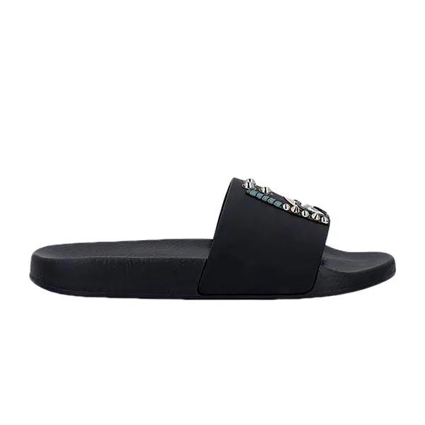 Dép Quai Ngang Dolce & Gabbana D&G Designer Pattern Slides Black Màu Đen Size 40
