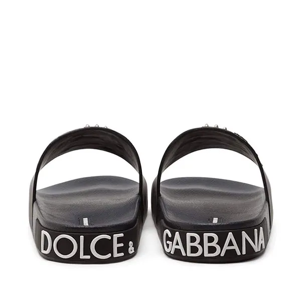 Dép Quai Ngang Dolce & Gabbana D&G Stylist Patches Rubber Slides Màu Đen