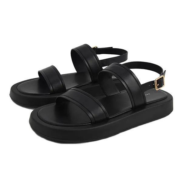 Dép Sandal Nữ Charles & Keith CNK Open Toe Slingback Platform Sandals CK1-70920098 Màu Đen Size 37 - 1