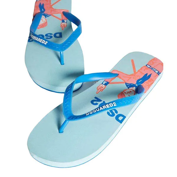 Dép Xỏ Ngón Dsquared2 Printed Rubber Flip-Flops Màu Xanh Blue Size 43