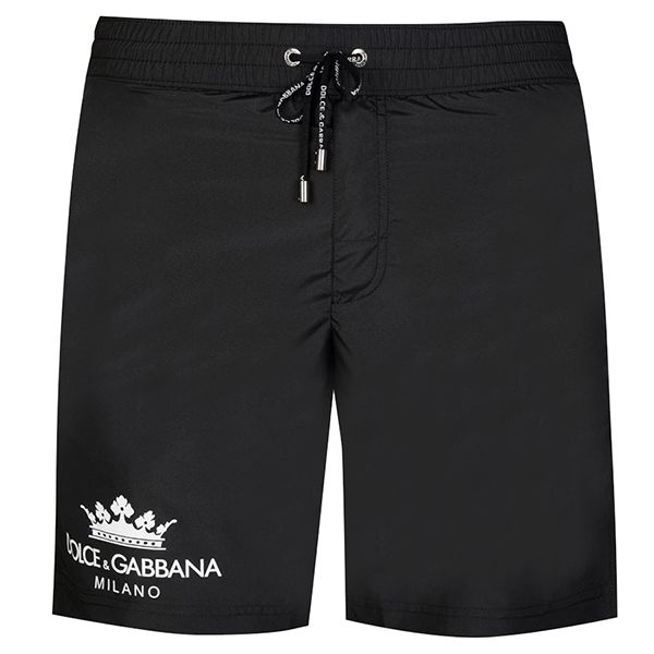 Quần Short Nam Dolce & Gabbana D&G Crown Motif Swim Shorts M4A24T FUSFW N0000 Màu Đen - 1