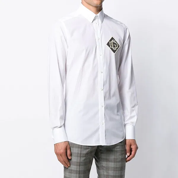 Áo Sơ Mi Nam Dolce & Gabbana D&G Diamond DG Logo Shirt G5EJ0Z GEL32 W0800 Màu Trắng