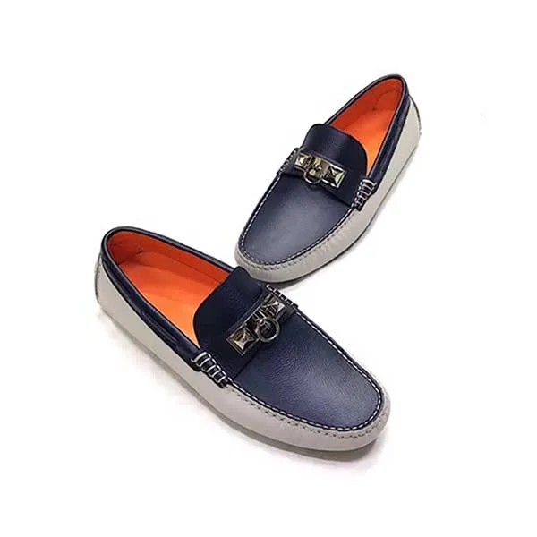 Giày Lười Nam Hermès Mocca Taiga Màu Xanh Navy Cạnh Ghi Size 42 - Giày - Vua Hàng Hiệu