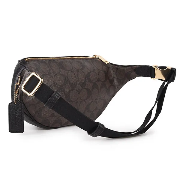 Túi Đeo Chéo Nam Coach Court Belt Bag In Signature Canvas 6548 Màu Nâu Đen - Túi xách - Vua Hàng Hiệu