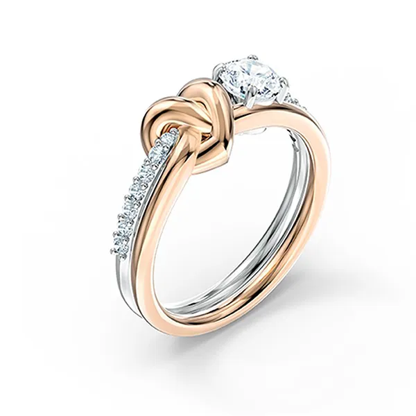 Nhẫn Swarovski Lifelong Heart Ring Màu Bạc Phối Vàng Hồng Size 52