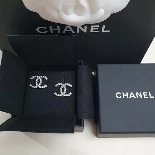 Chanel 21A Double CC Earrings studded with Crystals in LGHW  Brands Lover