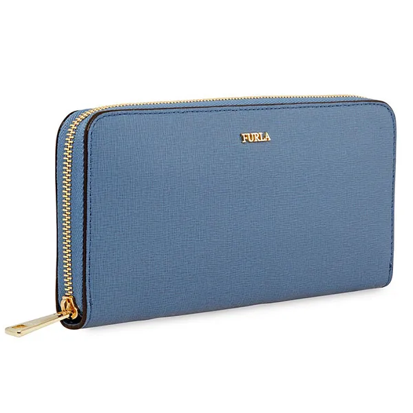 Ví Nữ Furla Dark Grey Babylon Xl Zip Around Slim Wallet Màu Xanh Blue