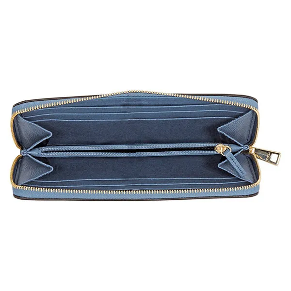 Ví Nữ Furla Dark Grey Babylon Xl Zip Around Slim Wallet Màu Xanh Blue