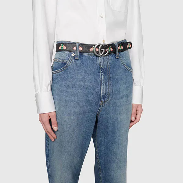 Thắt Lưng Gucci GG Marmont Thin Belt With Bees Màu Đen - Thắt lưng - Vua Hàng Hiệu