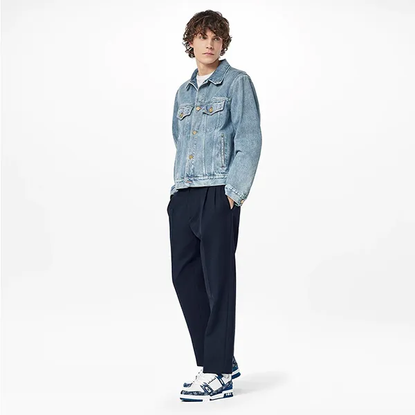 Giày Thể Thao Nam Louis Vuitton LV Trainer 1A9JGT Phối Màu Trắng Xanh Size 40