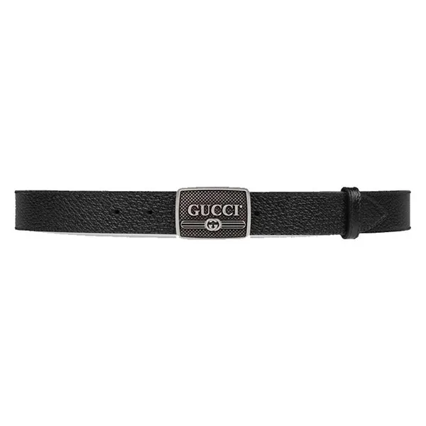 Thắt Lưng Gucci Black Mens Leather Belt Metal Logo Buckle Màu Đen Size 95