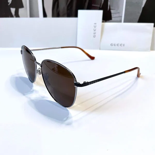 Kính Mát Gucci Brown Aviator Men's Sunglasses Màu Nâu - Kính mắt - Vua Hàng Hiệu