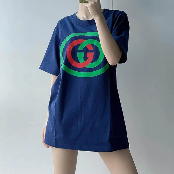 Áo Phông Unisex Gucci Oversized T-shirt With Interlocking G Dark Blue Màu Xanh Dương Size S - Thời trang - Vua Hàng Hiệu
