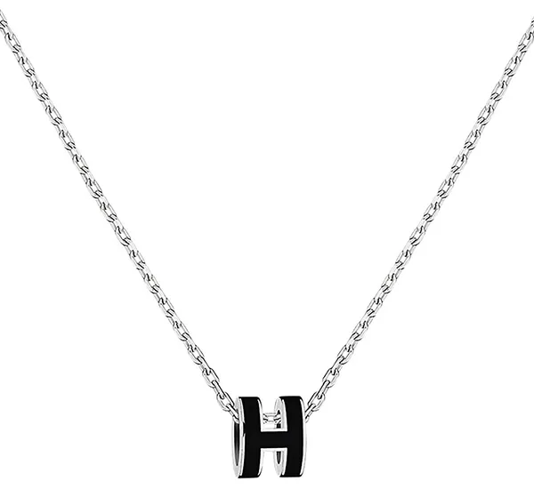 Dây Chuyền Hermès Mini Pop H Pendant Black and Silver Hardware Necklace Mặt Màu Đen - Trang sức - Vua Hàng Hiệu