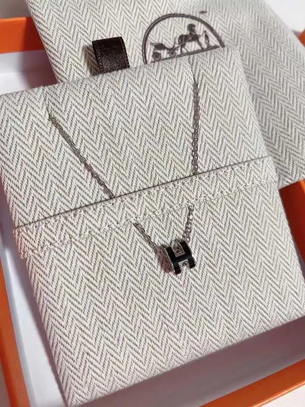 Dây Chuyền Hermès Mini Pop H Pendant Black and Silver Hardware Necklace Mặt Màu Đen - Trang sức - Vua Hàng Hiệu