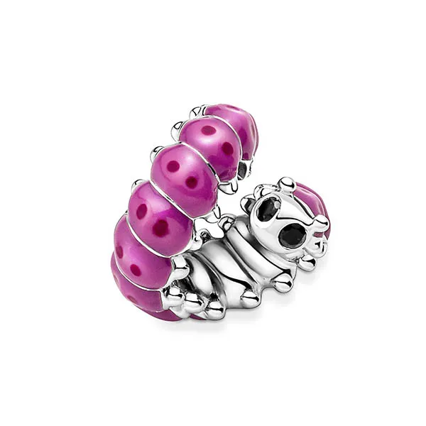 Hạt Vòng Charm Pandora Cute Curled Caterpillar 790762C01 Màu Hồng Bạc