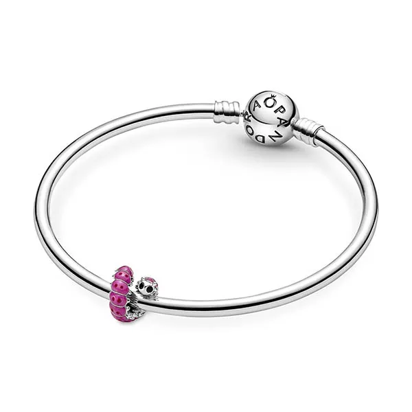 Hạt Vòng Charm Pandora Cute Curled Caterpillar 790762C01 Màu Hồng Bạc