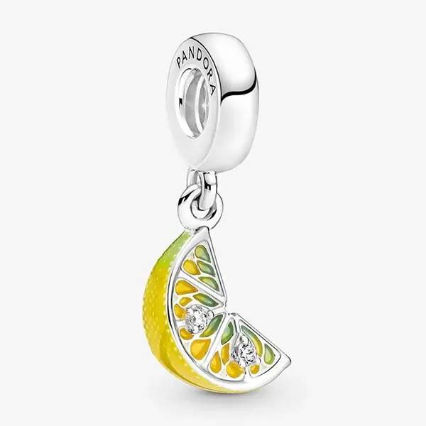 Hạt Vòng Charm Pandora Lemon Slice Sparkling Fruit Dangle 791696C01 Màu Bạc Vàng - 3