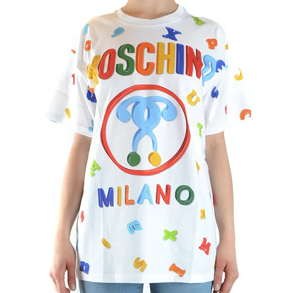 Áo Phông Moschino Milano Graphic Print T-Shirt 201E A070205401001 Màu Trắng