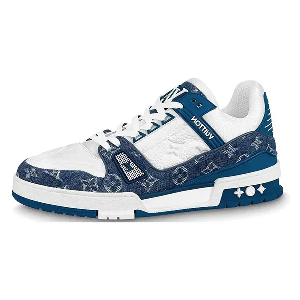 Giày Thể Thao Nam Louis Vuitton LV Trainer 1A9JGT Phối Màu Trắng Xanh Size 40