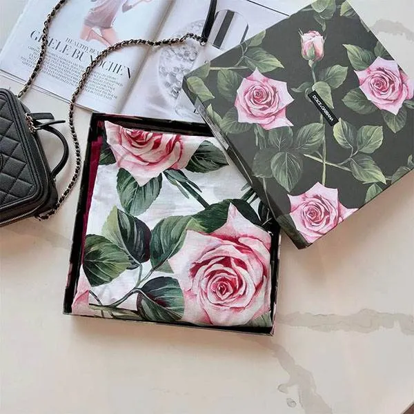 Khăn Quàng Cổ Dolce & Gabbana D&G White Tropical Rose Printed Phối Màu - Thời trang - Vua Hàng Hiệu