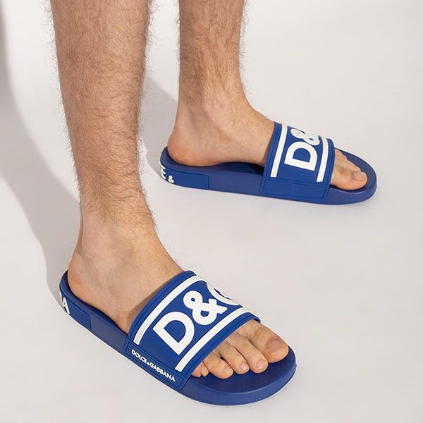 Dép Dolce & Gabbana D&G Slide Sandals With Logo Màu Xanh Blue - 4